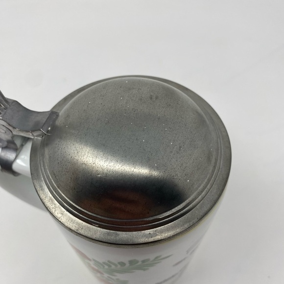 Vintage Ceramic Saint Florian beerstein from Germany with Pewter Lid - Picture 6 of 9